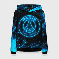 Толстовка-худи женская PSG NEON STYLE SPORT ПСГ НЕОН, цвет: 3D-черный