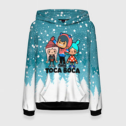 Толстовка-худи женская Новогодний Toca Boca, цвет: 3D-черный