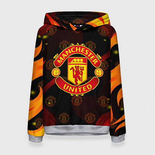 Женская толстовка MANCHESTER UNITED FIRE STYLE SPORT ПЛАМЯ / 3D-Меланж – фото 1