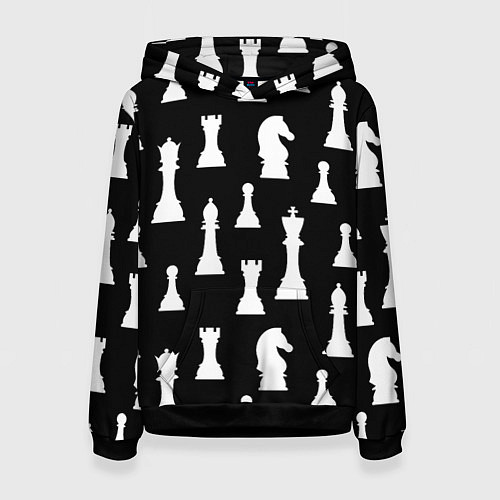 Женская толстовка Белые шахматные фигуры / 3D-Черный – фото 1