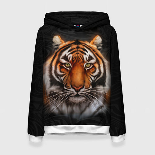 Женская толстовка Реалистичный тигр Realistic Tiger / 3D-Белый – фото 1