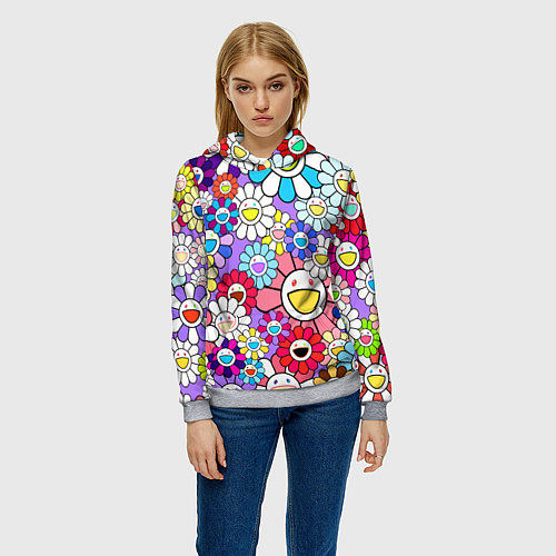Женская толстовка Цветы Takashi Murakami / 3D-Меланж – фото 3