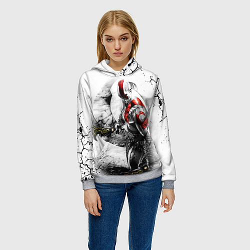 Женская толстовка КРАТОС С МЕЧАМИ, БОГ ВОЙНЫ / 3D-Меланж – фото 3