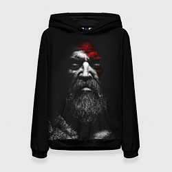 Толстовка-худи женская ЛИЦО КРАТОСА, БОГ ВОЙНЫ GOD OF WAR, цвет: 3D-черный
