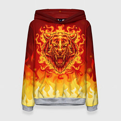 Женская толстовка Огненный тигр в пламени