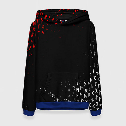 Женская толстовка КРАСНО БЕЛЫЕ РУНЫ / 3D-Синий – фото 1