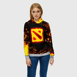 Толстовка-худи женская DOTA 2 FIRE LOGO ДОТА 2 ОГНЕННЫЙ ЛОГО, цвет: 3D-меланж — фото 2