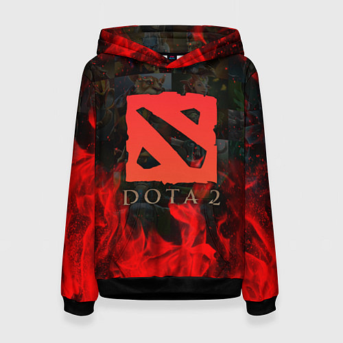 Женская толстовка DOTA 2 ЛОГО В ОГНЕ, ПЕРСОНАЖИ / 3D-Черный – фото 1