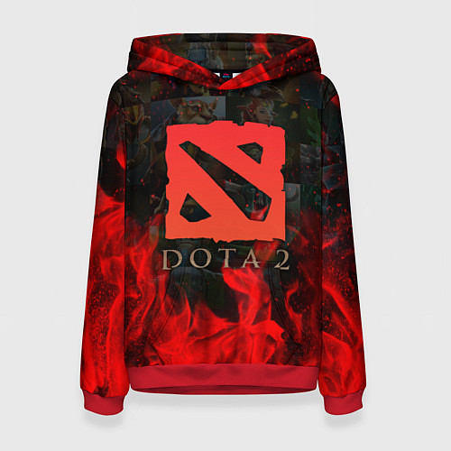 Женская толстовка DOTA 2 ЛОГО В ОГНЕ, ПЕРСОНАЖИ / 3D-Красный – фото 1