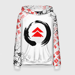 Толстовка-худи женская ПРИЗРАК ЦУСИМЫ ЭМБЛЕМА GHOST OF TSUSHIMA, цвет: 3D-белый