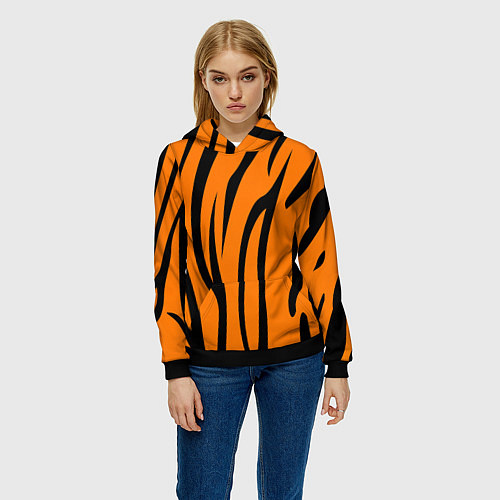 Женская толстовка Текстура тиграtiger / 3D-Черный – фото 3