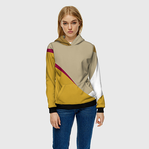 Женская толстовка Линии На бежевом Фоне / 3D-Черный – фото 3