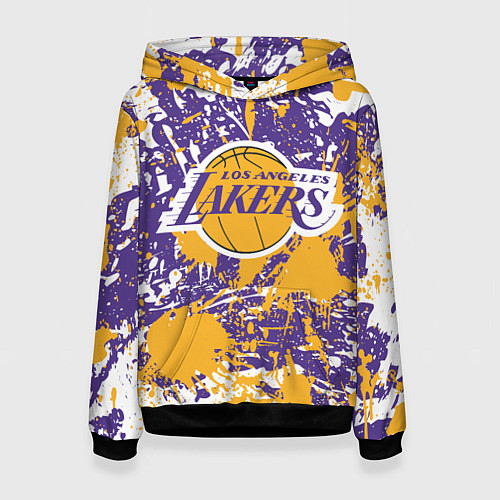 Женская толстовка LAKERS ФИРМЕННЫЕ ЦВЕТА БРЫЗГИ КРАСОК LA / 3D-Черный – фото 1