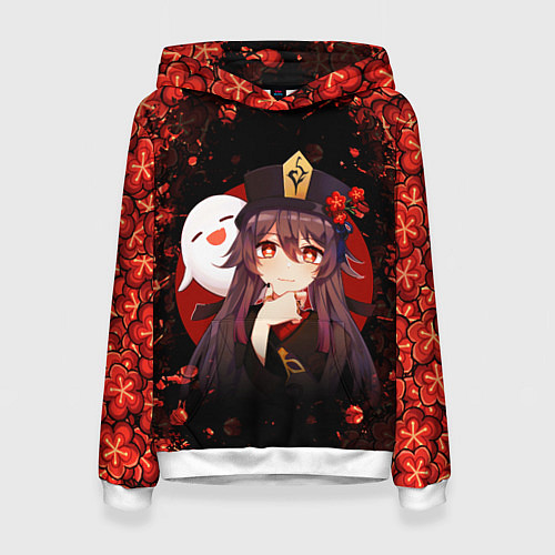 Женская толстовка GENSHIN IMPACT HU TAO ГЕНШИН ИМПАКТ ХУ ТАО FLOWERS / 3D-Белый – фото 1