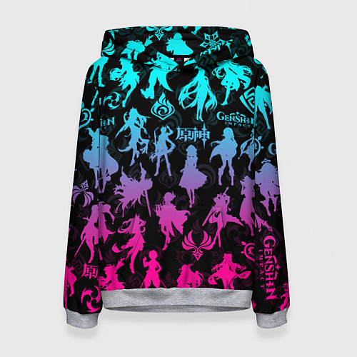 Женская толстовка ГЕНШИН ИМПАКТ НЕОН ПЕРСОНАЖИ ИГРЫ GENSHIN IM ACT L / 3D-Меланж – фото 1