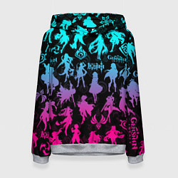 Толстовка-худи женская ГЕНШИН ИМПАКТ НЕОН ПЕРСОНАЖИ ИГРЫ GENSHIN IM ACT L, цвет: 3D-меланж