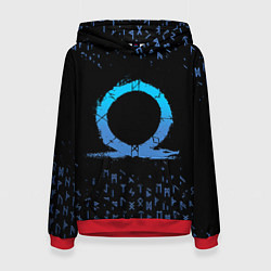 Толстовка-худи женская БОГ ВОЙНЫ СИМВОЛ КРАТОСА, РУНЫ GOD OF WAR, цвет: 3D-красный