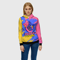 Толстовка-худи женская Huggy Wuggy and Kissy Missy Poppy Playtime, цвет: 3D-черный — фото 2