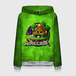 Толстовка-худи женская Minecraft Logo Green, цвет: 3D-меланж