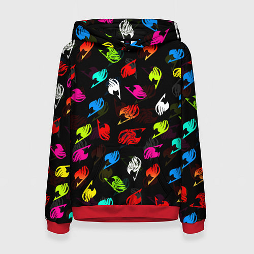 Женская толстовка ХВОСТ ФЕИ ЛОГОБОМБИНГ ЦВЕТНЫЕ СИМВОЛЫ FAIRY TAIL / 3D-Красный – фото 1