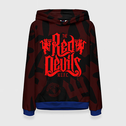 Женская толстовка МАНЧЕСТЕР ЮНАЙТЕД КРАСНЫЕ ДЬЯВОЛЫ RED DEVILS / 3D-Синий – фото 1