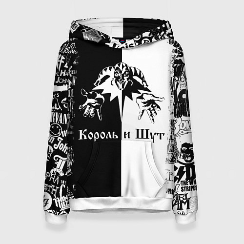 Женская толстовка КОРОЛЬ И ШУТ ЧЁРНО БЕЛЫЙ КЛОУН / 3D-Белый – фото 1