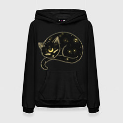 Толстовка-худи женская Космический Кот Целестиал, цвет: 3D-черный