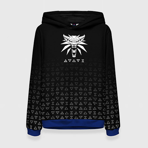 Женская толстовка БЕЛЫЙ ВОЛК ВЕДЬМАК ЗНАКИ ВЕДЬМАКА / 3D-Синий – фото 1