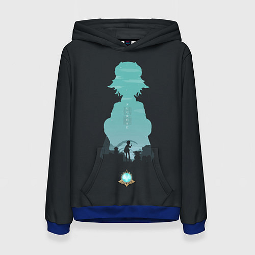 Женская толстовка SUCROSE САХАРОЗА ГЕНШИН ИМПАКТ / 3D-Синий – фото 1