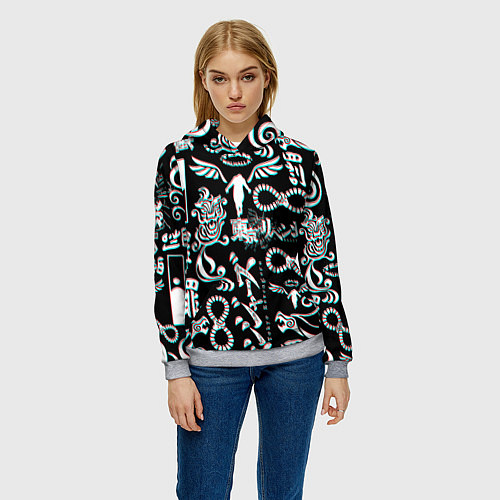 Женская толстовка ТОКИЙСКИЕ МСТИТЕЛИ ГЛИТЧ, GLITCH / 3D-Меланж – фото 3