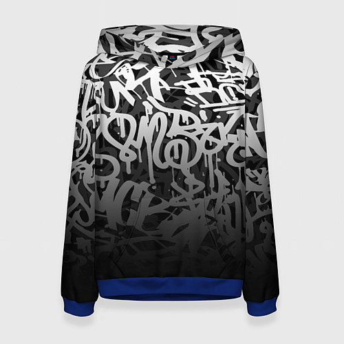 Женская толстовка GRAFFITI WHITE TAGS ГРАФФИТИ / 3D-Синий – фото 1