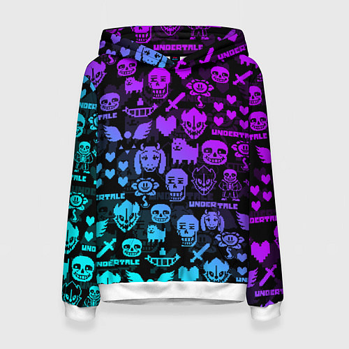 Женская толстовка UNDERTALE NEON PATTERN УЗОР / 3D-Белый – фото 1