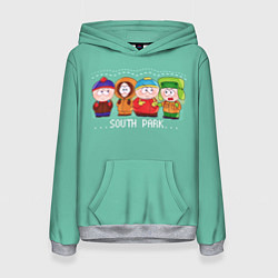 Толстовка-худи женская South Park - Южный парк Кенни, Кайл, Эрик и Стэн, цвет: 3D-меланж