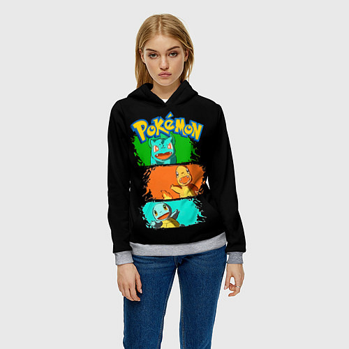 Женская толстовка Стартовые покемоны - Pokemon / 3D-Меланж – фото 3