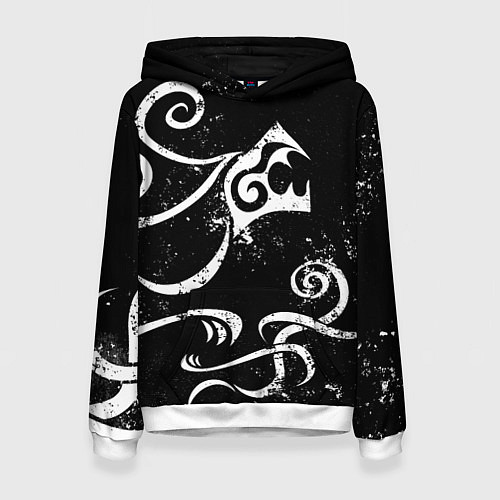 Женская толстовка ТАТУИРОВКА ДРАКЕНА WHITE AND BLACK / 3D-Белый – фото 1