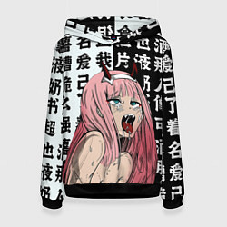 Толстовка-худи женская AHEGAO ZERO TWO Зеро ту ахегао, цвет: 3D-черный