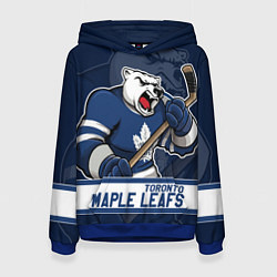 Толстовка-худи женская Торонто Мейпл Лифс, Toronto Maple Leafs Маскот, цвет: 3D-синий