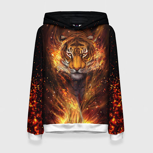 Женская толстовка Огненный тигр Сила огня / 3D-Белый – фото 1