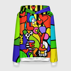 Толстовка-худи женская Romero Britto - love you, цвет: 3D-белый