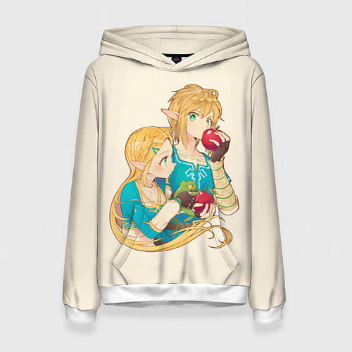 Женская толстовка Линк и Зельда с яблоками / 3D-Белый – фото 1