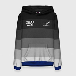 Толстовка-худи женская Audi, Ауди Серый градиент, цвет: 3D-синий