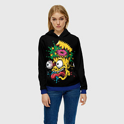 Толстовка-худи женская Барт Симпсон, Simpsons, Симпсоны, цвет: 3D-синий — фото 2