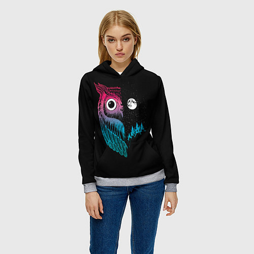 Женская толстовка Ночная сова Градиент / 3D-Меланж – фото 3