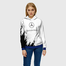 Толстовка-худи женская Mercedes-Benz - White texture, цвет: 3D-синий — фото 2