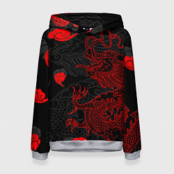 Толстовка-худи женская Дракон Китайский дракон, цвет: 3D-меланж