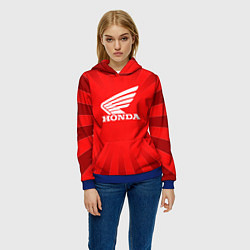 Толстовка-худи женская Honda красные линии, цвет: 3D-синий — фото 2