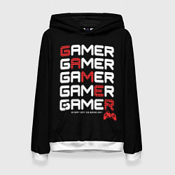 Толстовка-худи женская GAMER - GAMER - GAMER, цвет: 3D-белый