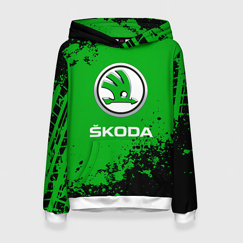 Женская толстовка Skoda следы от шин / 3D-Белый – фото 1