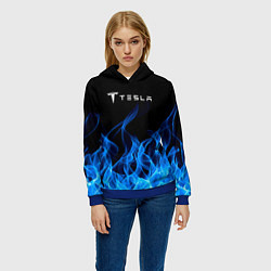 Толстовка-худи женская Tesla Fire, цвет: 3D-синий — фото 2
