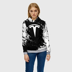 Толстовка-худи женская Tesla logo texture, цвет: 3D-меланж — фото 2
